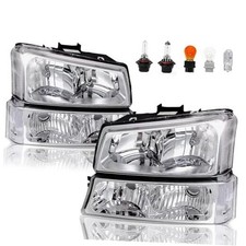 Headlights Headlamp Assembly Headlight with Bulbs Chrome Housing Clear Corner
