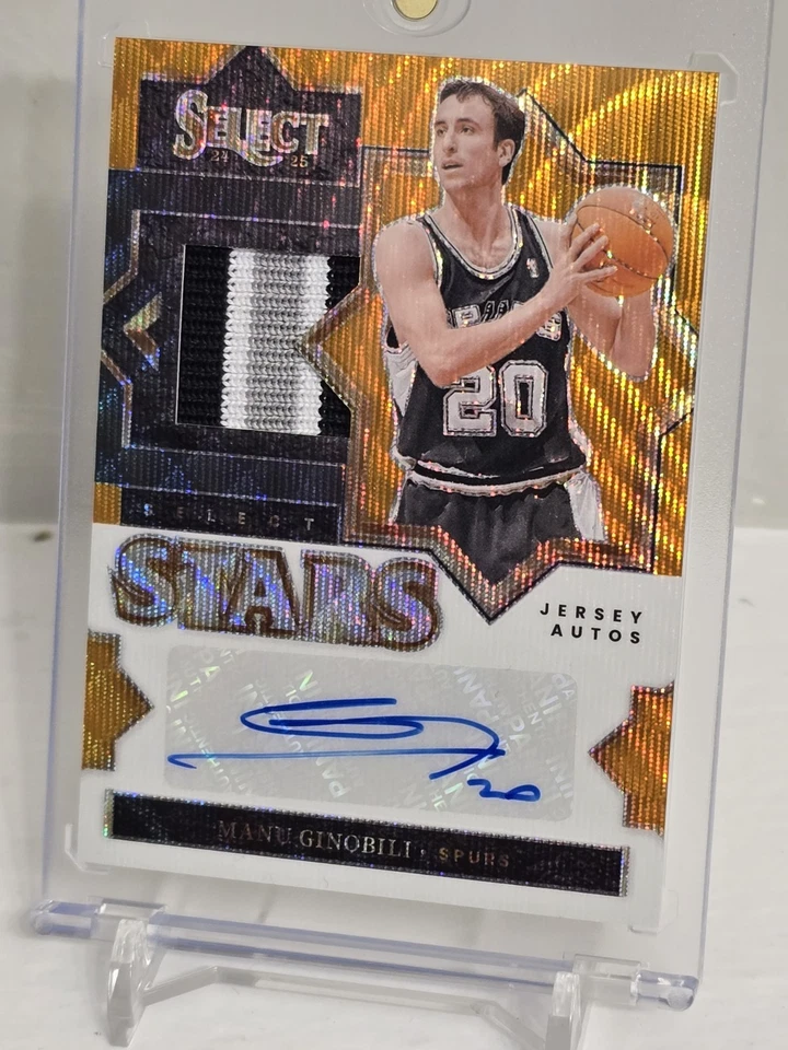 2024-25 Panini Select Stars Manu Ginóbili Auto/10 Juego Usado Parche Espuelas Salón 1/1 Foto 3 de 4