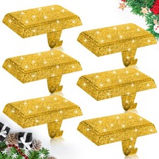 Metal Christmas Stocking Holders 4 PCS Shiny Mantle Heavy Duty Hangers Gold