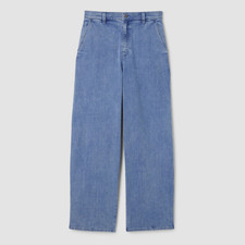 Eileen Fisher Cotton Stretch Denim Roomy Wide Trouser Classic Indigo