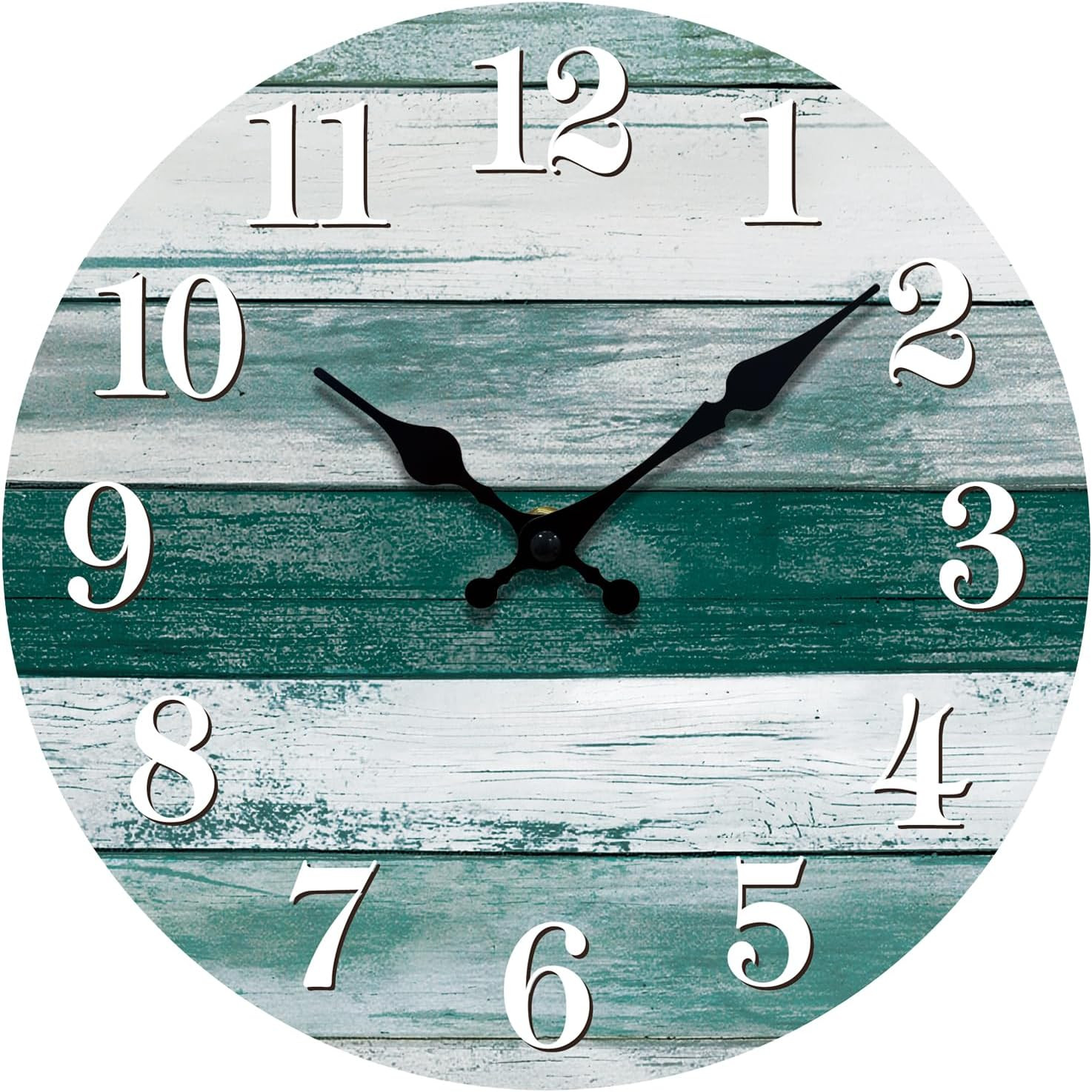 Wall Clock Silent Non-Ticking Wooden Clocks Battery Operated 8 Inch Small Countr