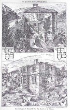 1888 : COTTAGES AT BOSCASTLE FOR THE LORD OF THE MANOR. AN ORIGINAL PAGE FROM TH