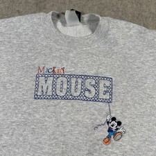 VTG 90 s MICKEY MOUSE Sweatshirt Medium Unlimited Gray Embroidered Disney