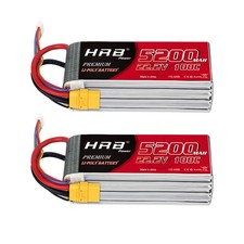 2pcs HRB 5200mAh XT90 6S LiPo Battery 22.2V 100C for RC Airplane Drone Car FPV