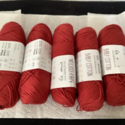Lot Of 5 SKEIN/BALL OF LA MIA BABY COTTON YARN - COLOR RED RENK: # L033