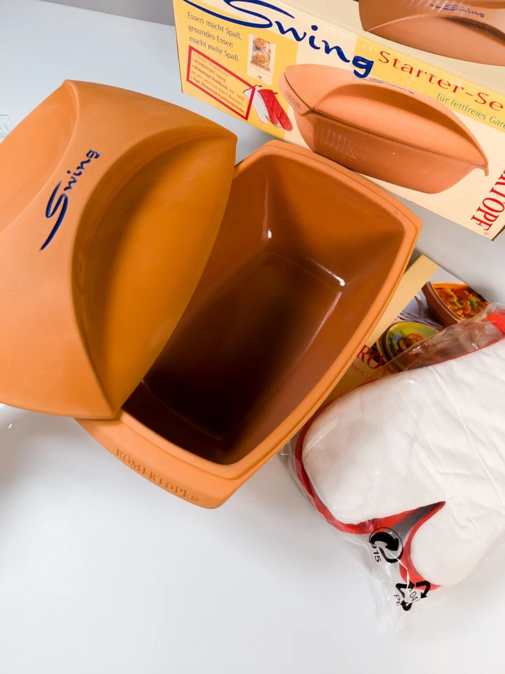 Römertopf® Swing Starter 3L Bräter NEU OVP mit Kochbuch & Handschuhen Vintage - Bild 3 von 4