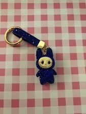 Navy Blue Adorable Labubu Rhinestone Keychain Bag Charm Bling