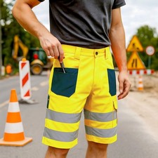 FLASH Hi-Vis Work SHORTS - Yellow Black - Workwear Multipocket -  ARTMAS