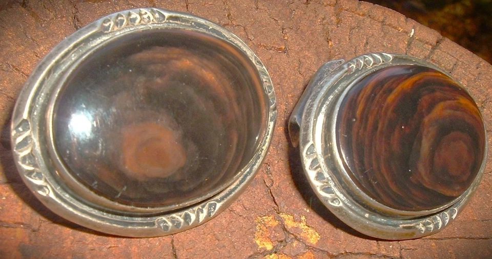 真正令人惊叹、旧、大号、纯银和玛瑙 NAVAJO CUFFLINKS! — 第 4/4 张图片