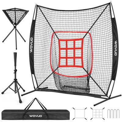7x7ft Baseball Pitching Net Batting Hitting Softball Training Equipment Tee Cadd