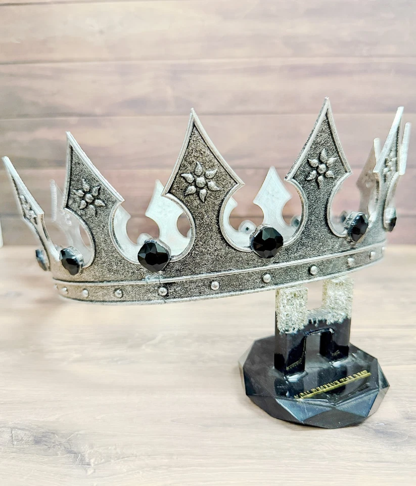 Corona de Hierro de Plata, Disfraz Medieval, Gorros Festival Renacentista, Piedra Negra Foto 4 de 4