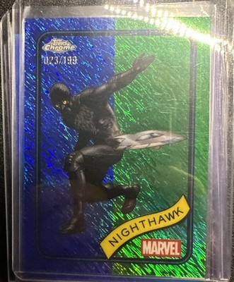 2025 Topps Chrome Marvel Nighthawk Blue & Green Shimmer Refractor #/199