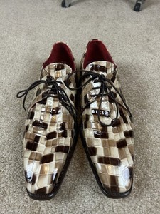 Emilio Franco Narciso Couture Crocodile Print Calf-Skin Leather Bordeaux Size 45 Emilio Franco Couture Narciso Patent Croco Multi Print Shoes  main image 2