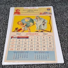 Vintage 1949 Standard Oil Calendar. Russ's Standard Service. Camp Douglas, WI
