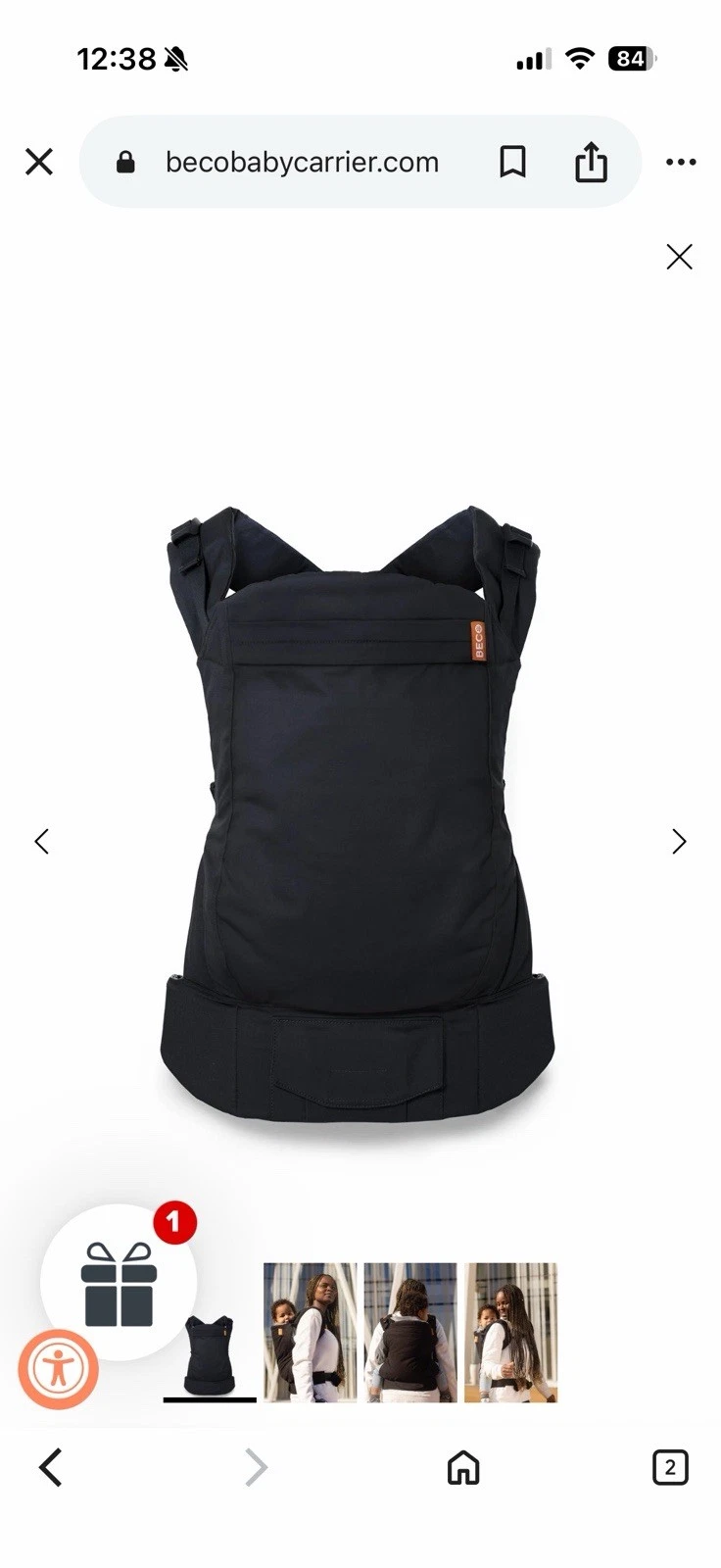 Beco Structured Baby Toddler Carrier with hood Black & White Cotton 7-35 Lbs EUC