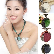 Turquoise Gemstone Necklaces Retro Choker Bohemian Pendant Fashion Jewelry Chain