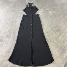 Free People FP Beach Margaret Cut-Out Midi Black Dress Stretch Ribbed Womens SP