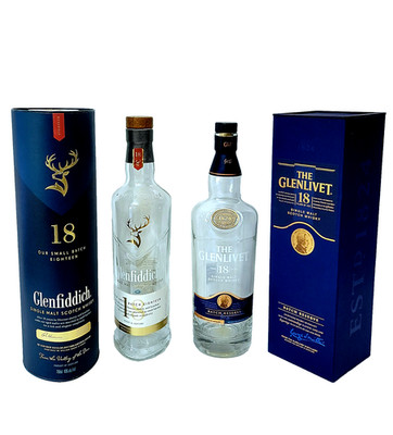 Two Empty Bottle The Glenlivet Scotch 18 Years/ Glenfiddich t 18 Years.