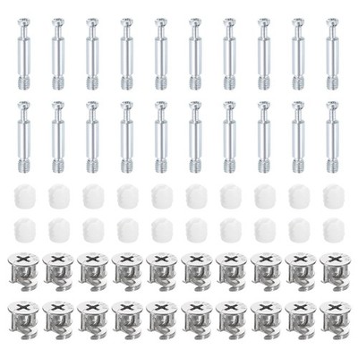 30Set 15x14mm Möbel Cam Lock Fitting mit 5,8 x 35mm Dübel Befestigungen