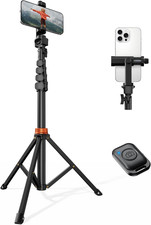 66" Phone Tripod, Tripod for Iphone with Remote Phone Stand, Extendable Cell P