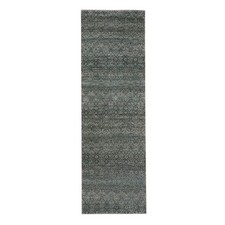 Hand Knotted Runner Rug 2'6"x8' Stone Gray Herat Pattern Wool Oriental R76874