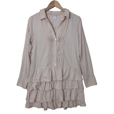 J Crew Mona Shirt Dress Women 6 Muted Pink Mini Tiered Ruffle Long Sleeve Casual