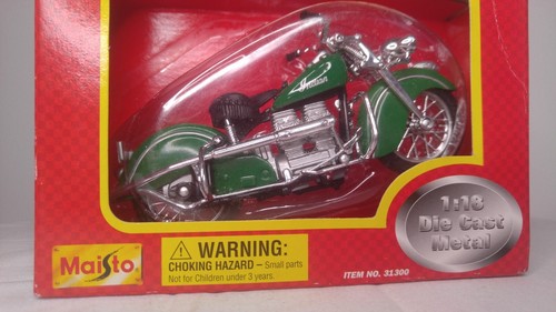 Maisto Mighty Motors Super Cycles Green Indian Motorcycle 1:18 Scale #31300 - D4 - 第 2/11 張圖片