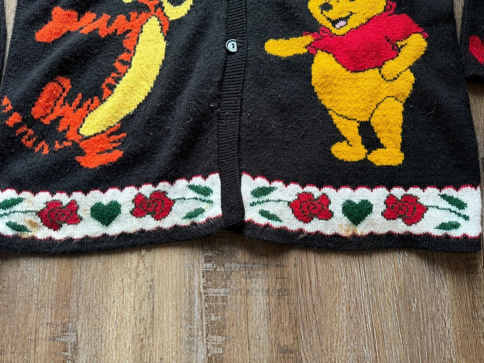 Vintage 90's Disney Tiger Winnie The Pooh knit Cardigan Rare Women’s Large - Image 2 of 4