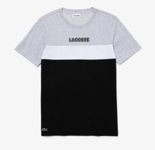 Image of LACOSTE MENS SPORT COLOURBLOCK JERSEY CREW NECK T-SHIRT FR4 MEDIUM £60