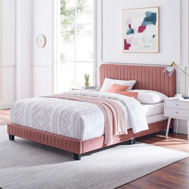 Pink tufted sale queen bed
