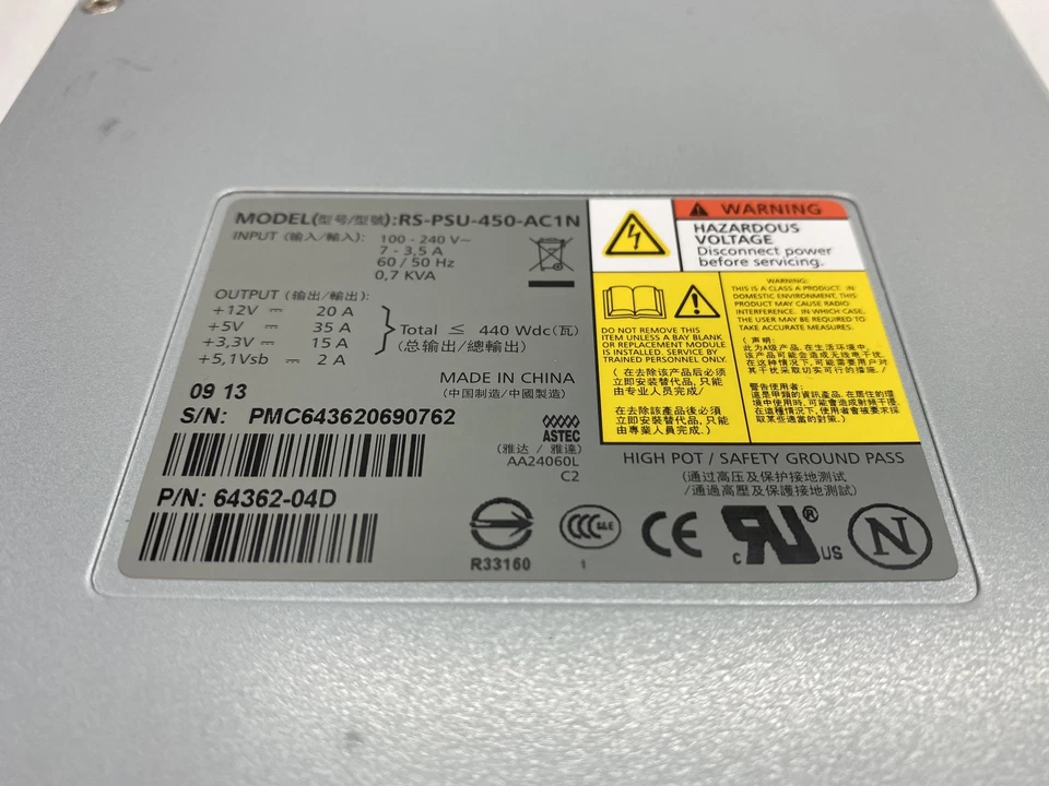 Genuine NetApp Power Supply 114-00012+C0 44192-09A RS-PSU-450-AC1N ASTEC - Image 3 of 4