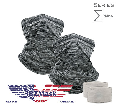 2Pk BZMask Sigma Gaiter Style Face Mask & 7 PM2.5 Filters / 4 Color & Fast Ship