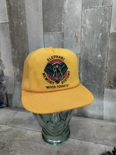 VTG Mesh Trucker Hat Cap Snap Back Yellow Elephant Memory Systems 80s Great 