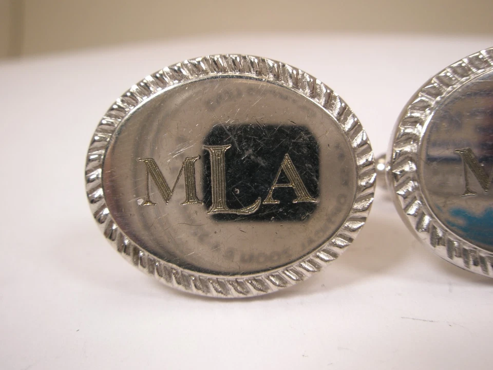 MLA Sterling Silver Monogram Initial Letter Vintage RAVI RATAN Cuff Links - Image 3 of 4