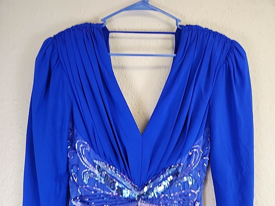 Винтажный Casadei синий бисером блестками чистый платье размер 6 - Изображение 2 из 4