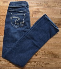 Silver Jeans Women  s Aiko slim Boot Size 28/33 Stretch Low Rise Dark Wash Jeans