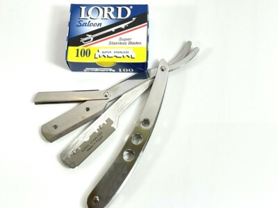 New Navajas De Afeitar Barbero Profesional Acero Inoxidable Kit LORD 100 Hojas