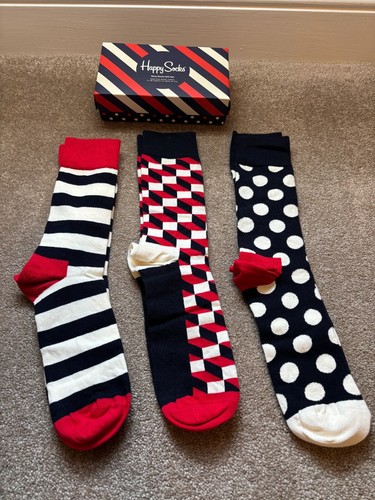 Happy Socks Adult Classic Socks Gift Box 3 Pairs - Size M 8 - 12