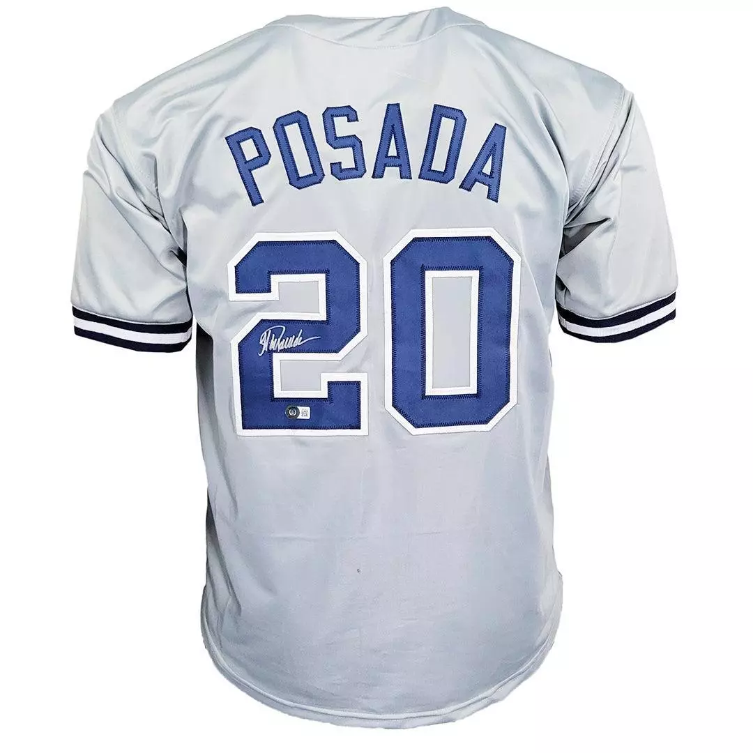 Jorge Posada Signed New York Grey Baseball Jersey (Beckett)