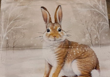 RABBIT Hare Watercolour Painting Soft Velvety Velour 44cm Zipped CUSHION COVERuk