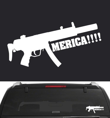FGD Pro Gun Second Amendment Mp5 Merica!!!! Vinyl Decal 12'' x 5'' (Mer4)