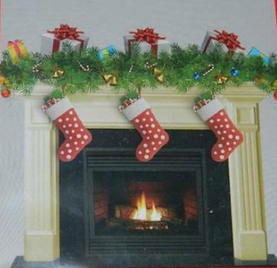 Christmas Fireplace Mantel Scene Setter Holiday Hearth Party Wall