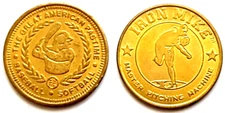 Baseball Arcade Token Lot Of 2 Iron Mike & The Great American Past Time Brass