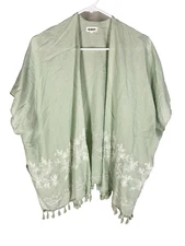 KINDRED Anthropologie Top 2X Green Tassle Boho Ditzy Fairy Cottagecore Resort