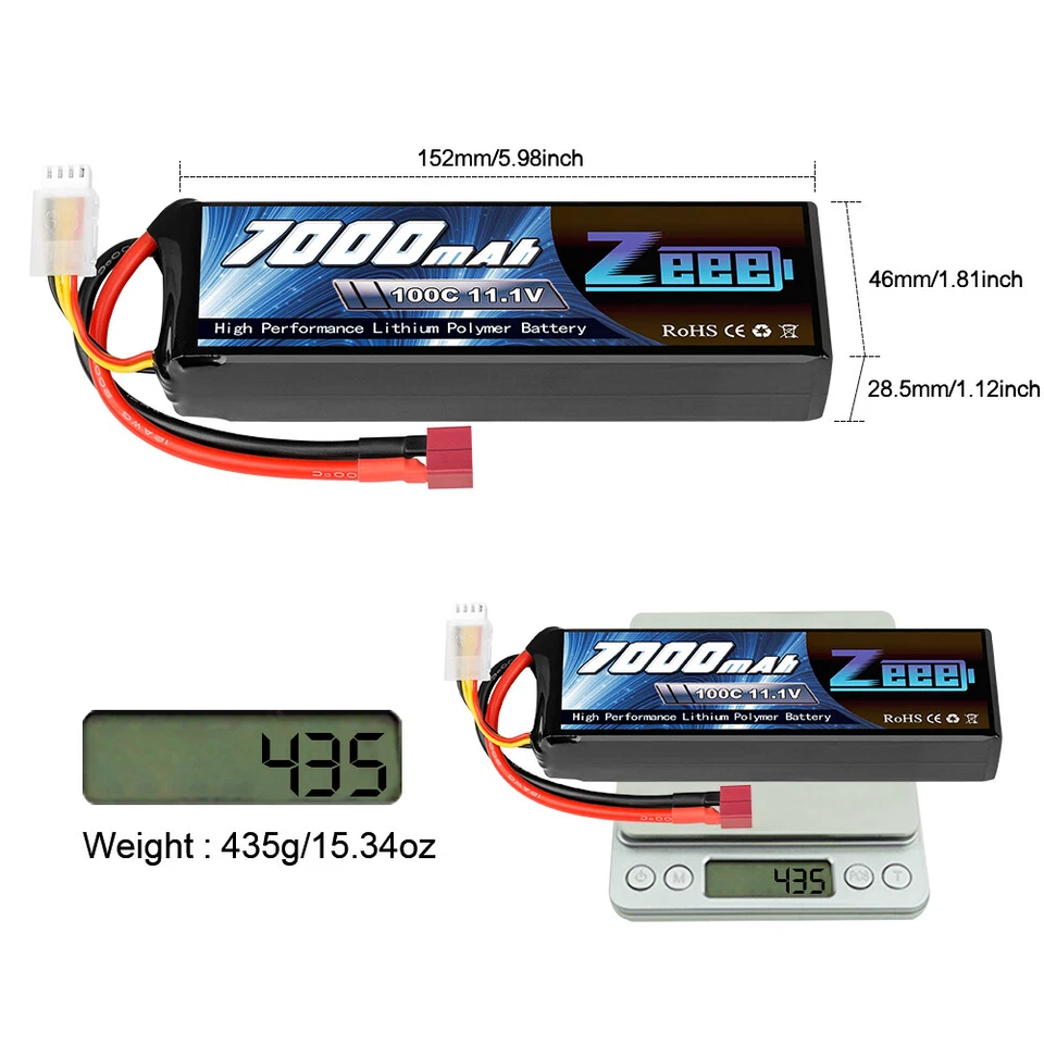 Zeee 3S Lipo Akku Batterie Deans 11,1V 7000mAh 100C für RC Auto Flugzeug Boat - Bild 2 von 4