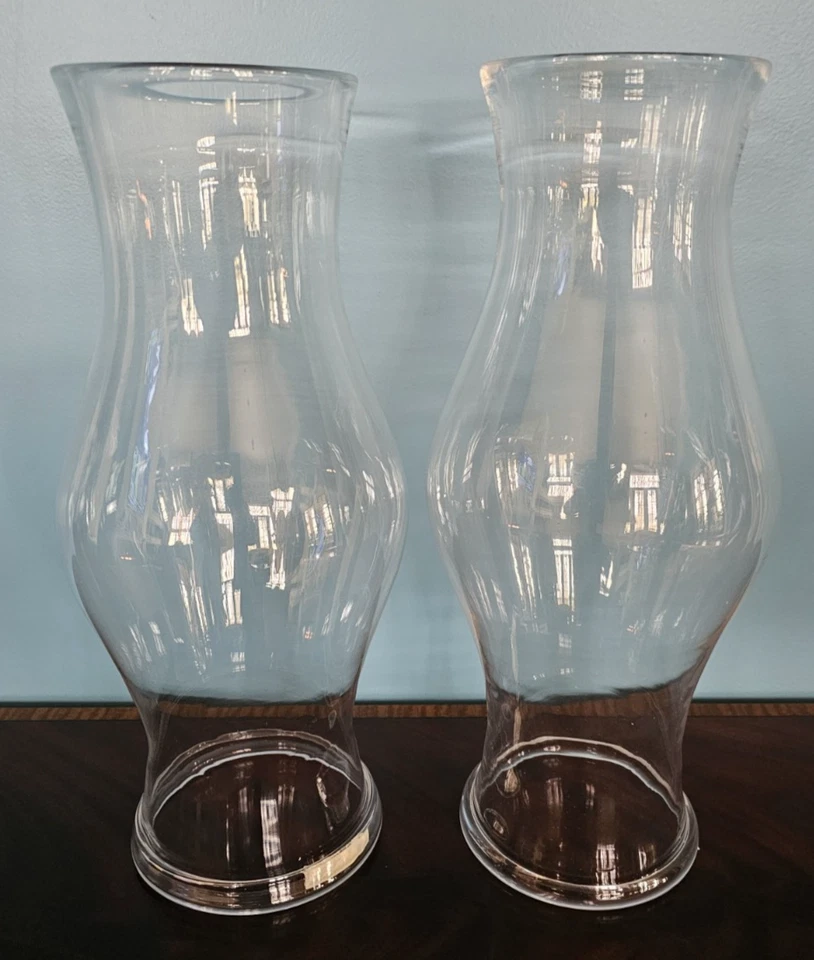 Pair of Blenko/Royal Leerdam Williamsburg Blown Glass Hurricane Shade 18" CW 10 - Image 3 of 4