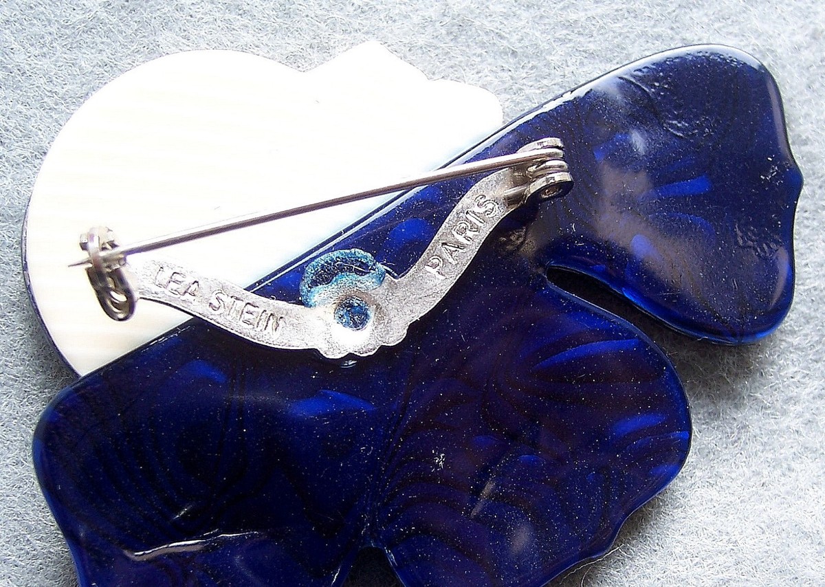 Lea Stein flower lady brooch petal halo signed acrylic - INCLUDES
