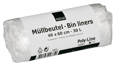 2000 Müllbeutel Müllsäcke transparent ~ 30 Liter HDPE 49 x 60 cm Abfallsäcke