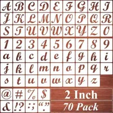 2 Inch Alphabet Letter Stencils for Painting - 70 Pack Letters and Numbers Stenc