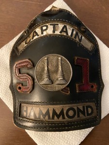 Fire Helmet front, shield , badge 6” high